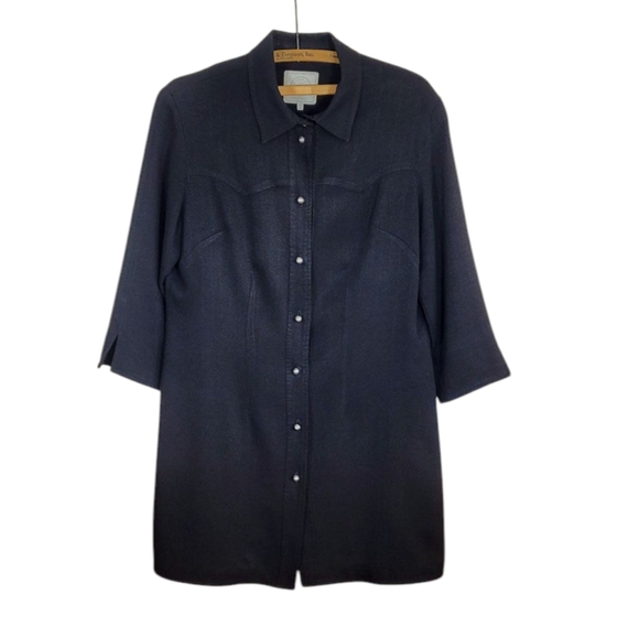 Double D Ranch Dresses & Skirts - DOUBLE D RANCH Black Button Front Western Cowgirl Shirt Dress Shirtdress S